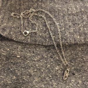 Delicate Ballet Slipper Silver Necklace